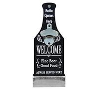 Jiawu Ouvre-bouteille Mural avec Attrape-opération Ingénieuse à une Main, Large Application pour la Cuisine de Bar à Domicile, Conception en Bois Gris et en Acier, Excellent Cadeau pour les Hommes,