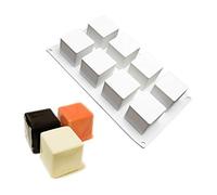 Jiawu Plaque de Cuisson Antiadhésive à 8 Grilles en Silicone pour Gâteaux, Pain, Mousse, Gelée, Chocolat - Silicone de qualité Alimentaire, Résistant aux Hautes Températures, Démoulage Facile, (WHITE)