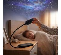 Jiawu Projecteur d'étoiles Veilleuse, 16 Modes Lampe de Projection de Planète Alimentée par USB Lampe de Projection d'étoiles avec Col Flexible de 2,8 M pour Plafond Mural de Tente de Voiture de
