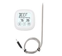 Jiawu Thermomètre à Viande Numérique, Thermomètre de Cuisine Numérique avec écran Tactile Minuterie, 9 Aliments Prédéfinis 5 Niveaux de Cuisson pour Rôtir la Cuisson au Barbecue