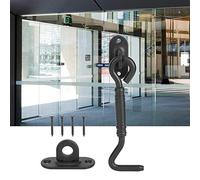 Jiawu Verrou de Porte de Grange en Acier Inoxydable pour Portes | Crochet de serrure de porte coulissante, avec revêtement noir, pour cabine, hangar, placard, portail, fenêtre