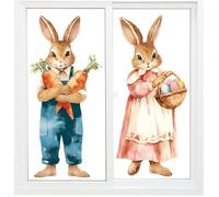 JIEBWCHA 2 Pièces Très Grand Lapin De Pâques Sticker Décoration Fenêtre 39 * 80 Cm PVC Réutilisables Vintage Autocollants Vitre Statiques, Autocollant Réutilisable Grand Lapin De Pâques Pour Vitre