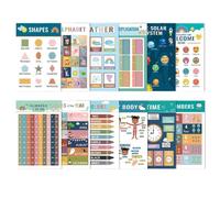 JIEBWCHA Affiches éducatives | Décoration murale pour salle de t aire de jeux | Lettres chiffres et tableaux de temps 12 pièces pour filles et garçons en voyage, développement des compétences