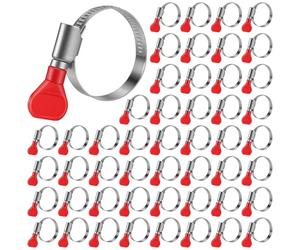 JIEHIN Lot de 50 colliers de serrage en acier inoxydable de 25 à 40 mm avec poignée, colliers de serrage réglables pour tuyau de gaz, tuyau de piscine, tuyau d'eau