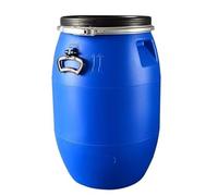 JIESOO Rain Barrel - Grand fût de tambour en plastique bleu avec couvercle ouvert - Récipient de qualité alimentaire pour l'expédition (200 L)