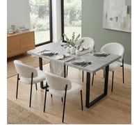 JIEXI Ensemble table de salle à manger extensible, 4 chaises rembourrées, table de cuisine extensible de 130 à 170 cm