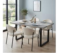JIEXI Ensemble table de salle à manger extensible, 4 chaises rembourrées, table de cuisine extensible grise de 130 à 170 cm