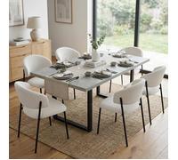 JIEXI Ensemble table de salle à manger extensible, 6 chaises rembourrées, table de cuisine extensible grise de 130 à 170 cm