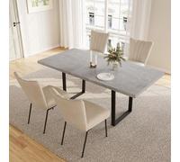 JIEXI Table à Manger avec 4 à 8 chaises, Table de Salle à Manger Extensible, Panneaux MDF en Bois, Convient pour Le Salon 130-170cm (Table + 4 chaises Beiges - Modèle B)