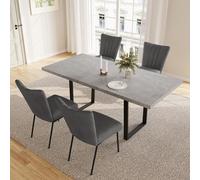 JIEXI Table à Manger avec 4 à 8 chaises, Table de Salle à Manger Extensible, Panneaux MDF en Bois, Convient pour Le Salon 130-170cm (Table + 4 chaises Grises - Modèle B)