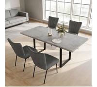 JIEXI Table de salle à manger extensible et 4 chaises de 130 à 170 cm Plateau en MDF avec chaises rembourrées en velours noir
