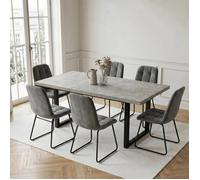 JIEXI Table de salle à manger extensible et 6 chaises, 130 à 170 cm, table de gris avec chaises en gris