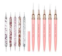 JIEYAO Lot de 10 pinceaux pour nail art, 5 pinceaux fins et 5 stylos à pointillés pour nail art en gel, kit de pinceaux professionnels pour le bricolage, la maison, le salon