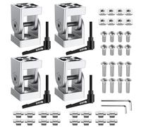 JiGiU 4PCS Connecteur Profilé Aluminium 3030, Argent | Connecteur à Angle Réglable Rotation à 180°, Charnière Profilé d'Aluminium avec Poignée, pour Profil en Aluminium 3030