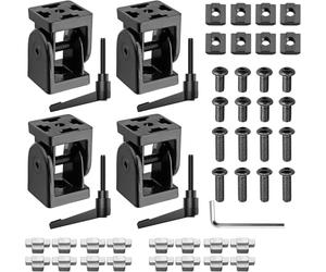 JiGiU 4PCS Connecteur Profilé Aluminium 4040, Noir | Charnière d'Angle Réglable 180°, avec Levier de Serrage, pour Profilé 4040 Rainure 8mm, Usage Industriel et Bricolage