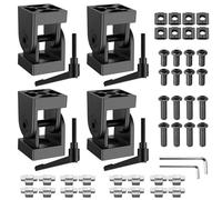 JiGiU Connecteur Profilé Aluminium 3030 lot de 4 Connecteur à Angle Réglable Rotation à 180°avec Poignée de Charnière d'Angle pour Profil en Aluminium 3030 - Noir