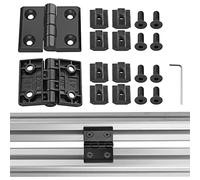 JiGiU Lot de 2 Charnières M6 en Aluminium 4040 Série Fentes 8 mm, Noir | Rainure Pliante en Alliage de Zinc avec Fixation avec Rainure, Charnière Profilée pour Portes d'Armoires Légères