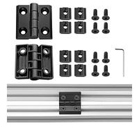 JiGiU Lot de 2 charnières M6 profilés en aluminium série 3030 fente 8 mm charnière pliante en alliage de zinc avec rainure, vis, charnière profilée en aluminium pour imprimante 3D DIY (noir)