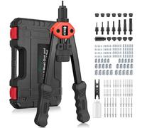 JiGiU Pince à Rivets et Pince à Insert Fileté 2 EN 1 Professionnel, Rouge | Pistolet à Écrou avec 110 Écrous, 7 Mandrins M3-M12, Riveteuse Manuelle avec 50 Rivets, 5 Embouts 2.4-6.4mm, pour Bricolage