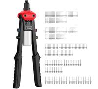 JiGiU Riveteuse Manuelle 33,5cm avec 200pcs Rivets Aluminium | Pince à Riveter Professionnel avec 5 Embouts Remplaçables (2.4 à 6.4mm), pour Bricolage Maison, Atelier et Automobile