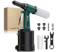 JiGiU Riveteuse Pneumatique 1408KGF avec 4 Buses 2,4 à 4,8mm | Pistolet à Rivets Pneumatique Robuste et Professionnelle, pour Atelier, Voiture, Réparation, Construction, Industrie