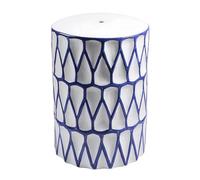 JIHAJU Tabouret Jardin 18 Pouces Bleu Blanc Porcelaine Chinoise, Table d’Appoint Tambour Céramique, Motif Fleur Oiseau, Design Ajouré, Support Plante, Déco Terrasse(W)