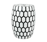 JIHAJU Tabouret Jardin 18 Pouces Bleu Blanc Porcelaine Chinoise, Table d’Appoint Tambour Céramique, Motif Fleur Oiseau, Design Ajouré, Support Plante, Déco Terrasse(G)