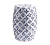 JIHAJU Tabouret Jardin 18 Pouces Bleu Blanc Porcelaine Chinoise, Table d’Appoint Tambour Céramique, Motif Fleur Oiseau, Design Ajouré, Support Plante, Déco Terrasse(T)