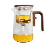 Jiimhte Théière Enchantipot Magic Tea Pot, Verre À Théière Avec Passoire, Water Separation Glass Teapot With Wooden Handle, 800ml, Transparent