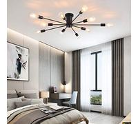 JIINOO Demi-Chasse Lustre Plafonnier, 10 Lumière E27 Lustre Noir Moderne Plafonnier Industriel Plafonnier Suspension Suspension pour Cuisine Salle à manger Salon Chambre
