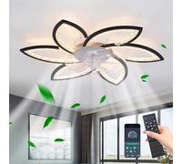 JIINOO Ventilateur de Plafond avec Lumiere et Télécommande, 78 cm, Noir | Moderne LED Dimmable Plafonnier, Moteur Silencieux Réversible, 6 Vitesses, Fonction Minuterie, Mémoire, pour Salon et Chambre
