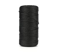 jijAcraft Corde en Nylon 2mm, 130 Mètres Nylon Perles Fil Ficelle, 36 Plis Fil de Nylon Noir, pour Jardinage, Bricolage, Emballage Cadeau