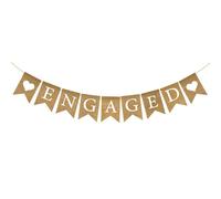 jijAcraft Engaged Guirlande de jute : 3 m Décoration engageante Guirlande de fanions vintage Fiançailles Guirlande de fanions vintage pour fiançailles Guirlande de fanions vintage pour fête de