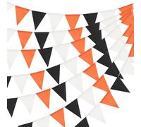 jijAcraft Guirlande de fanions d'extérieur orange-noir-blanc : guirlande | Lot de 5 fanions réutilisables avec 60 fanions pour jardin, Halloween, fête d'automne, camping
