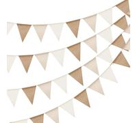 jijAcraft Guirlande de fanions d'extérieur résistant aux intempéries beige marron : 12 m guirlande jardin