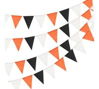 jijAcraft Guirlande de fanions orange noir extérieur : 12 m guirlande de fête résistante aux intempéries pour jardin 3 pièces guirlande de fanions réutilisables pour Halloween 36 beaux fanions pour