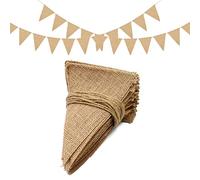 jijAcraft Guirlande Fanions Toile de Jute, 15 Mètres/48pcs Drapeaux Triangle Bannière Vintage pour Mariage Fête Baptême, Décoration Intérieure et Extérieure