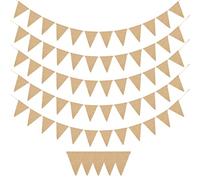 jijAcraft Guirlande Fanions Toile de Jute, 20 Mètres/60pcs Drapeaux Triangle Bannière Vintage pour Mariage Fête Baptême, Décoration Intérieure et Extérieure