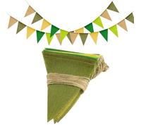 jijAcraft Guirlande Fanions Toile de Jute, Guirlande de Lin Fanion Vert Sauge, chaîne de fanions de 20 m, résistante aux intempéries pour la décoration de Mariage, décoration de fête (60 fanions)