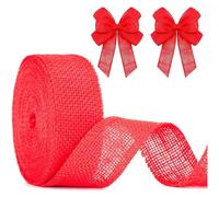 jijAcraft Ruban Toile de Jute, 4cm x 10M Toile de Jute Rouleau, Rouge Rouleau en Jute pour Décoration de Mariage Noël Bricolage