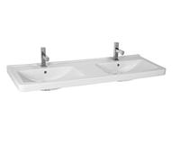 Jika Cubito - Double-lavabo 130x49 cm, 2 trous pour robinet, Jika Perle, blanc H8144201001041