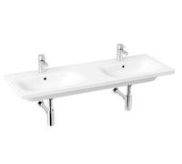 Jika Mio-N - Double-lavabo 130x45 cm, avec trop-plein, 2 trous pour robinet, Jika Perle, blanc H8147141001041