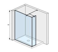 Jika Pure - Paroi latérale en verre, 130x20x200 cm, avec finition Jika Perla Glass H2674270026681