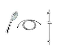 Jika Rio - Set de pommeau de douche, 3 jets, barre et flexible 1,7 m, inox/chrome H3651R00043731