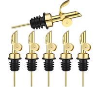 Jikoiuty Lot de 6 becs verseurs lestés en acier inoxydable pour bouteilles d'alcool, clapet automatique, distributeur d' d'olive (doré)