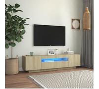 JILI*NEW Meuble TV avec lumières LED Armoire de télévision magnifique Chêne sonoma 160x35x40 cm80951