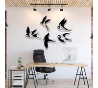 JILIP 5 Pièces D'art Mural D'oiseaux Noirs, Sculpture Décorative Extérieure de Mur D'oiseau en Métal, Décor Minimaliste, Décor Artistique À Une Seule Ligne, 3D Pour la Décoration Murale