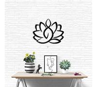 JILIP Art Mural en Métal Fleur de Lotus, Enseigne De Décoration Murale en Métal Noir, Décor de Silhouette de Mur de Yoga 3D, pour la Sculpture de Décoration de Bureau À Domicile (Size : 19.7IN/50cm)