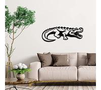 JILIP Signes d'art de Mur en Métal de Crocodile, Décor de Silhouette Murale d'animaux, Sculptures Murales Suspendues 3D Noires, Décor À la Maison Intérieur Extérieur (Size : 23.6IN/60cm)