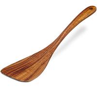 Jilla-hla Spatule en bois d'acacia antiadhésive, spatule à frire plate à long manche droit, faite à la main pour mère, épouse, grand-mère, elle, cadeau de cuisine, ustensiles de cuisine idéaux pour la